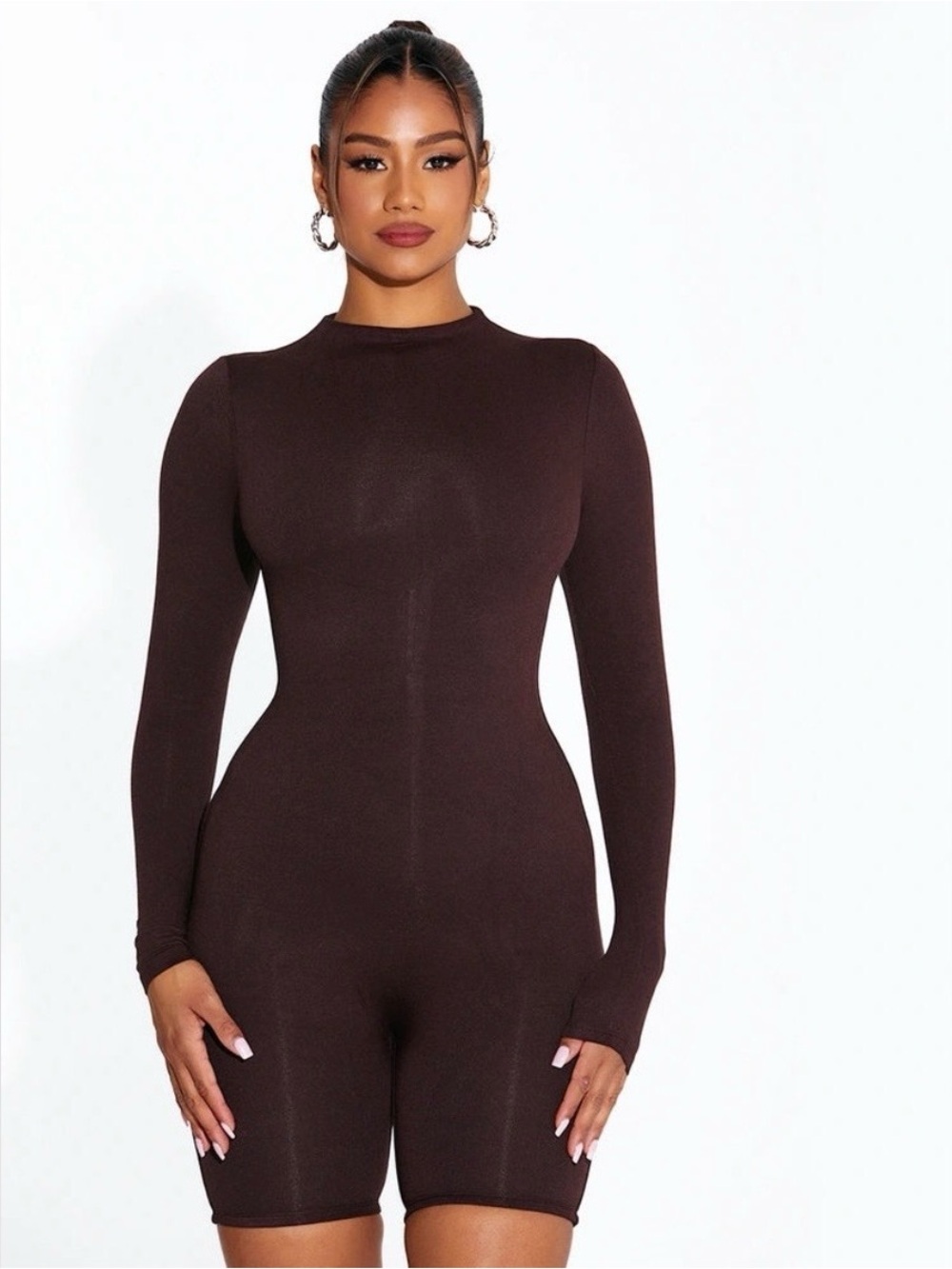 Naked Wardrobe The NW All Body Romper Chocolate
